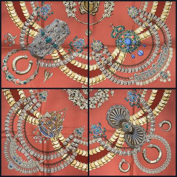 Hermes Carré 90 KOSHIMA by J.Abadie Orange Square Silk Scarf W/Box NWT - Picture 13 of 16